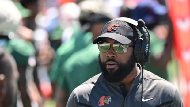 Florida A&M football special teams coordinator Chili Davis looks on during the Orange and Green Spring Game at Bragg Memorial Stadium in Tallahassee, Florida, Saturday, April 15, 2023 Chili Davis